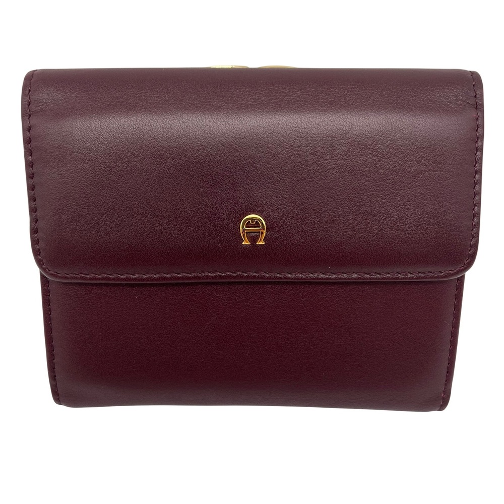 NWT VTG Etienne Aigner Leather Trifold Wallet Kisslock Coin Purse Oxblood 766R